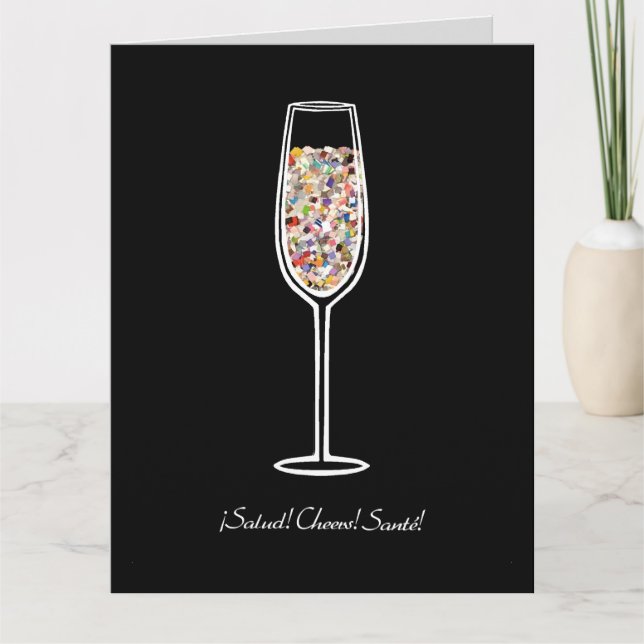 Confetti Champagne Glass Celebration Card (Front)