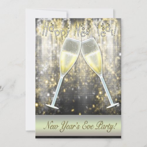 Confetti Champagne New Years Eve Party Invitations