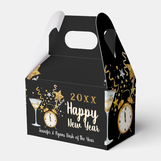 Confetti Champane New Years Eve Favor Boxes (Front Side)