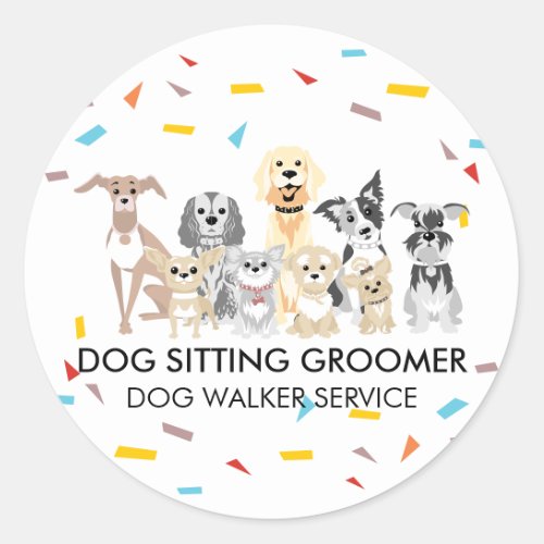 Confetti Christmas Dogs Classic Round Sticker