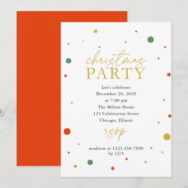  Confetti Christmas Party Holiday Invitation (Front/Back)