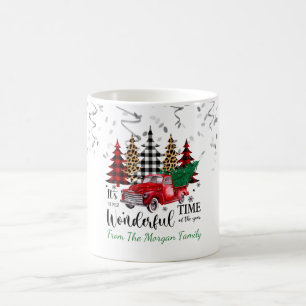 Confetti,Christmas Red Truck Pine Tree Snow Coffee Mug
