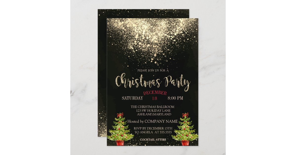 Confetti,Christmas Tree Christmas Company Party Invitation | Zazzle