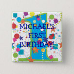 Confetti Circus Number One, First Birthday Button at Zazzle