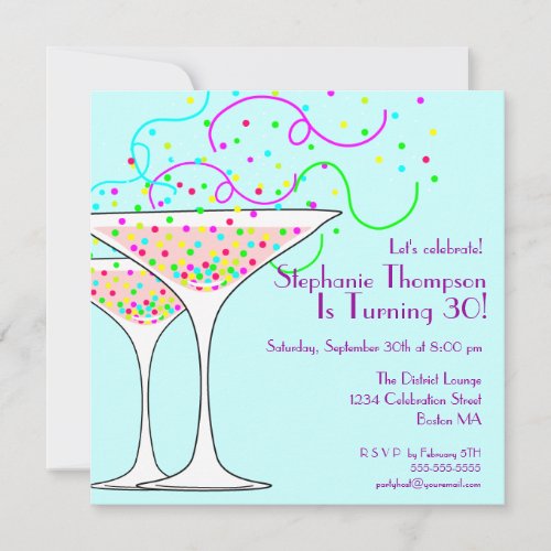 Confetti Cocktail Birthday Party Invitation