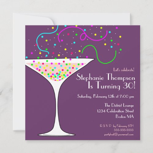 Confetti Cocktail Birthday Party Invitation