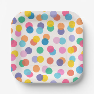 Confetti Colorful Polka Dots Kids Party Paper Plates