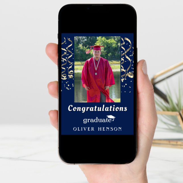 Confetti Congratulations Graduation Photo Card (Front Digital)