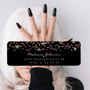 Confetti Crystals Pink Rose Gold Black White Brand Label