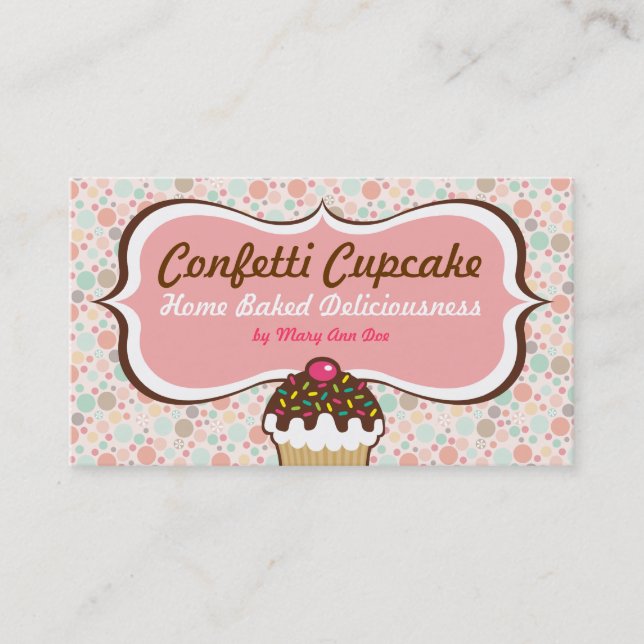 Confetti Cupcake & Bundt Cake Business Cards (Front)