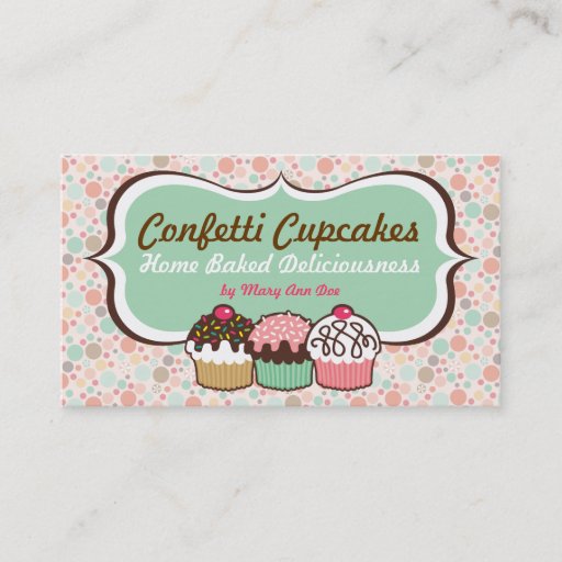 Customizable Confetti Cupcakes Trio Business Cards