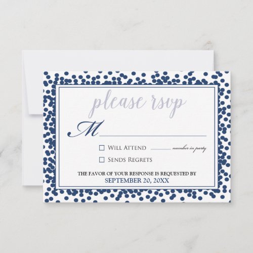 Confetti Designer RSVP Card navy blue