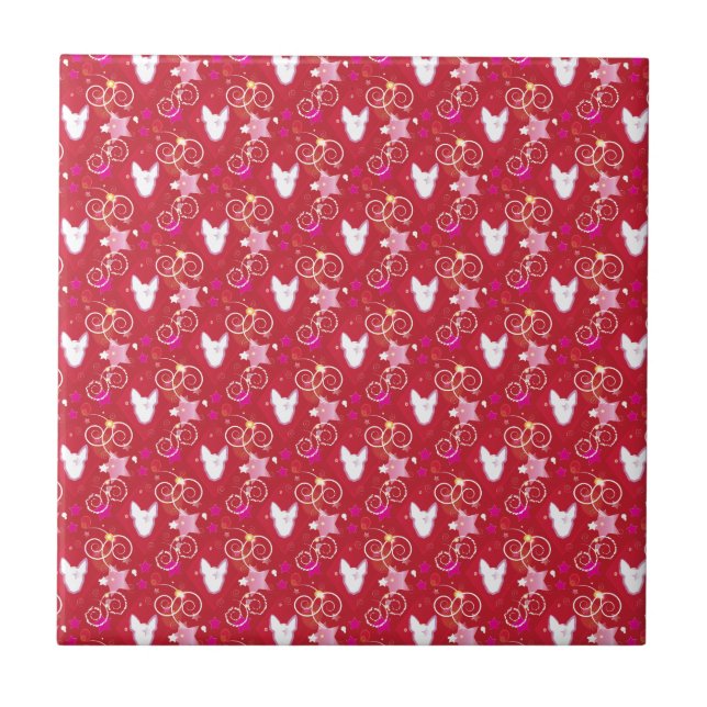 Confetti Diamond Bull Terrier Ceramic Tile (Front)