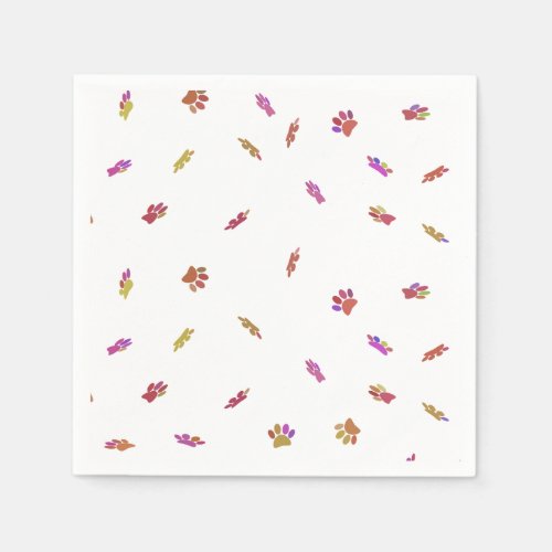 Confetti Dog Paw Print Pattern Custom Napkins