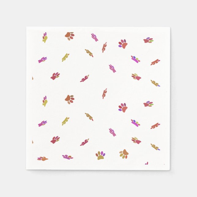 Confetti Dog Paw Print Pattern Custom Napkins (Front)
