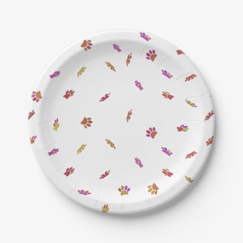 Confetti Dog Paw Print Pattern Custom Paper Plates