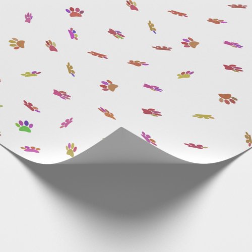 Confetti Dog Paw Print Pattern Custom Wrapping Paper