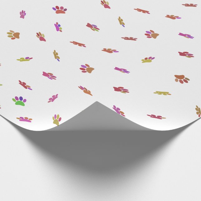 Confetti Dog Paw Print Pattern Custom Wrapping Paper (Corner)
