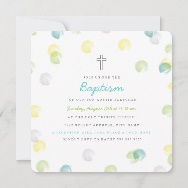 Confetti Dot Baptism Invitation (Front)