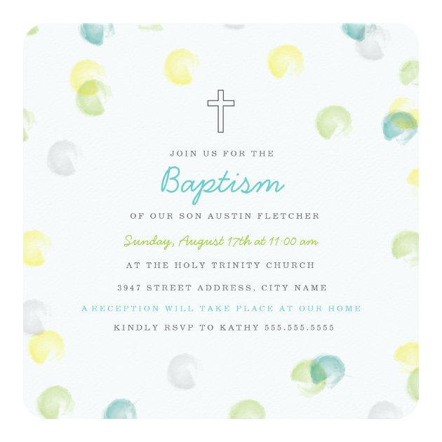 Confetti Dot Baptism Invitation