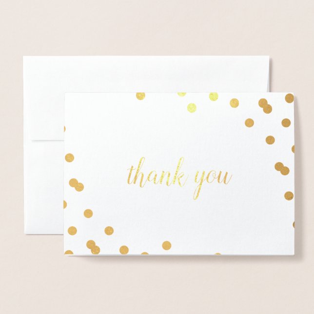 Confetti Dot Gold Foil Blank Thank You Card (Front With Envelope)
