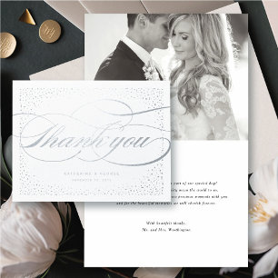 Confetti Dots Classic Script Wedding Thank You Foil Card