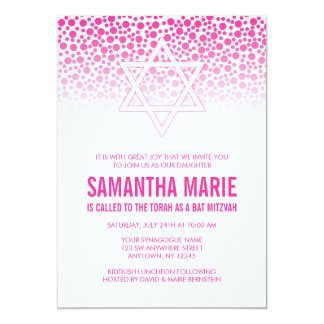 Confetti Dots Hot Pink Bat Mitzvah Invitations