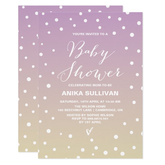 Confetti Dots | Lilac Ombre Baby Shower Invitation