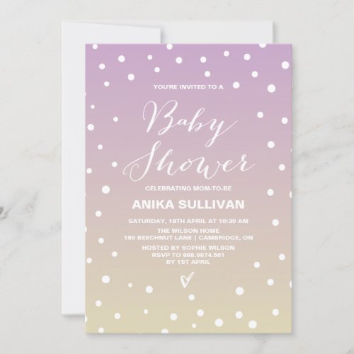 Confetti Dots  Lilac Ombre Baby Shower Invitation