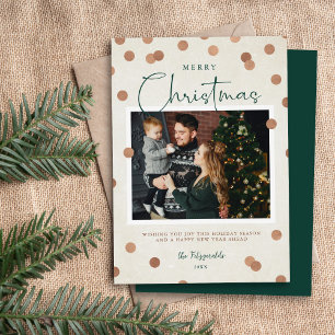 Confetti Dots Merry Christmas 2 Photo Holiday Card