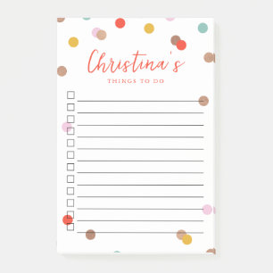 Confetti Dots Monogrammed Lined To-Do List Post-it Notes