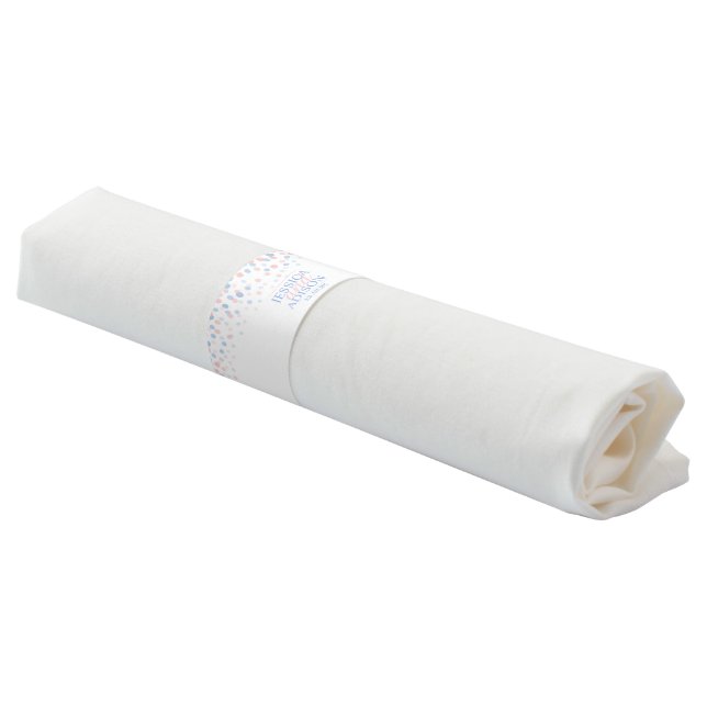 Confetti dots pink blue wedding napkin band (Angled)
