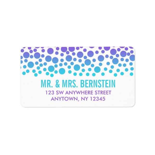 Confetti Dots Purple Teal Address Label (Front)