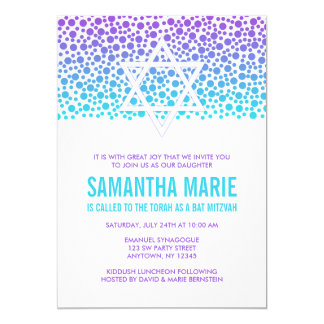 Confetti Dots Purple Teal Bat Mitzvah Card