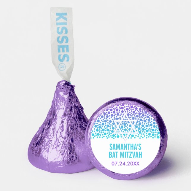 Confetti Dots Purple Teal Bat Mitzvah Hershey®'s Kisses® (Front)