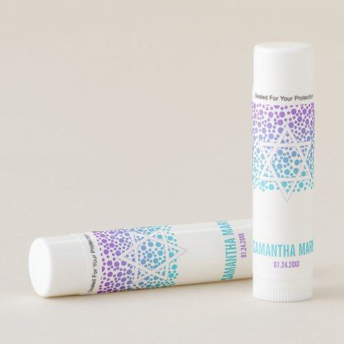 Confetti Dots Purple Teal Bat Mitzvah Lip Balm