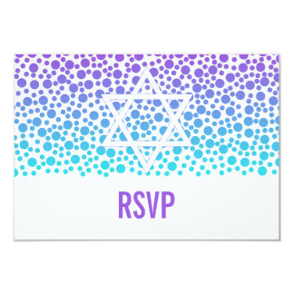 Confetti Dots Purple Teal Bat Mitzvah RSVP Card