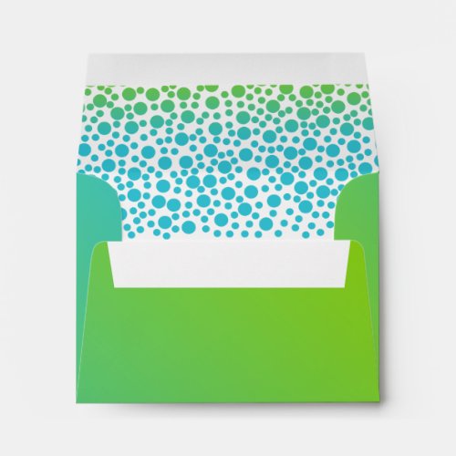 Confetti Dots Teal Green Return Address RSVP A2 Envelope