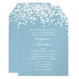 Powder Blue Wedding Invitations Zazzle Confetti Dusty Powder Blue Wedding Invitations