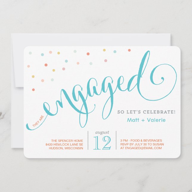 Confetti Engagement Party Invitation (Front)
