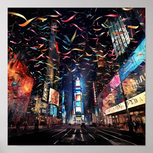 Confetti Falling on New Years Eve in New York Poster