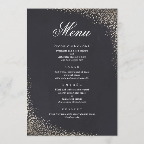 Confetti faux foil dinner menu