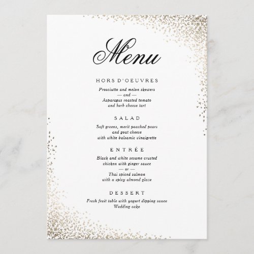 Confetti faux foil dinner menu