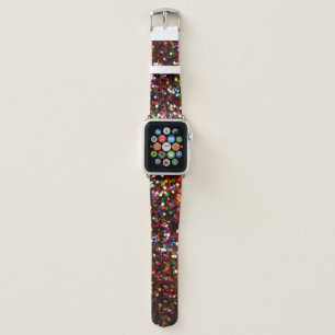 Confetti Faux Rainbow Glitter   Custom Name Text Apple Watch Band