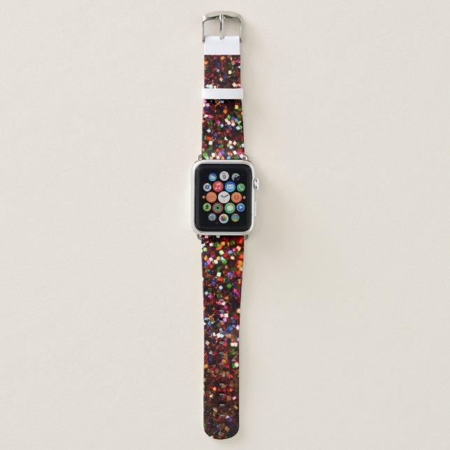Confetti Faux Rainbow Glitter | Custom Name Text Apple Watch Band (Front)
