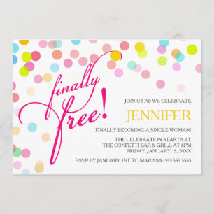 Confetti Finally Free   Divorce Party Invitation