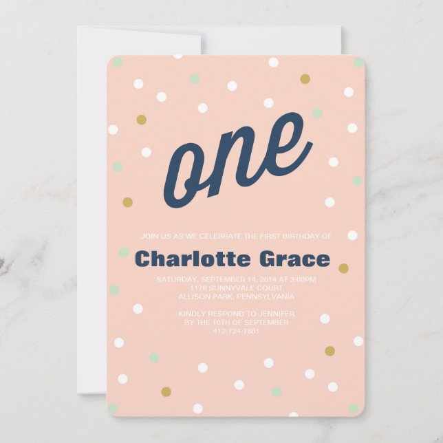 Confetti First Birthday Invitation (Front)
