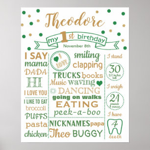 Confetti First Birthday Party sign poster banner