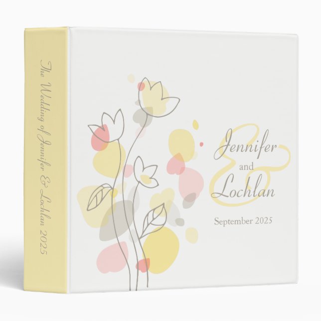 Confetti flower coral yellow wedding folder (Front/Spine)