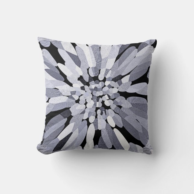 Confetti Flower in Black & White Throw Pillow (Front)